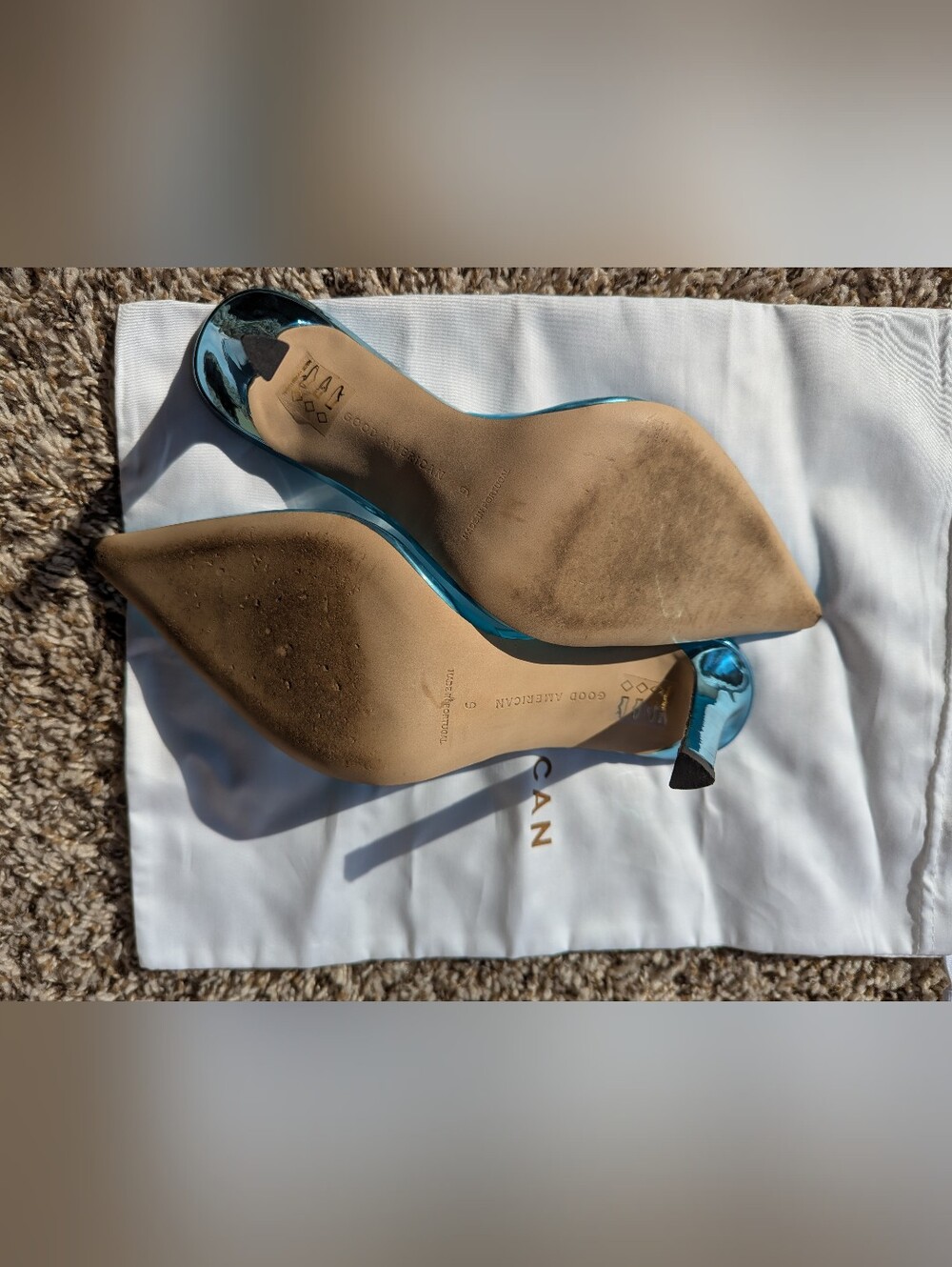 Good American Translucent Blue Pointed Toe Mule Heel - Picture 6 of 13